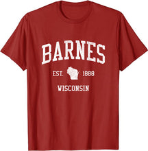 Barnes Wisconsin WI T-Shirt Vintage Athletic Sports Design Tee