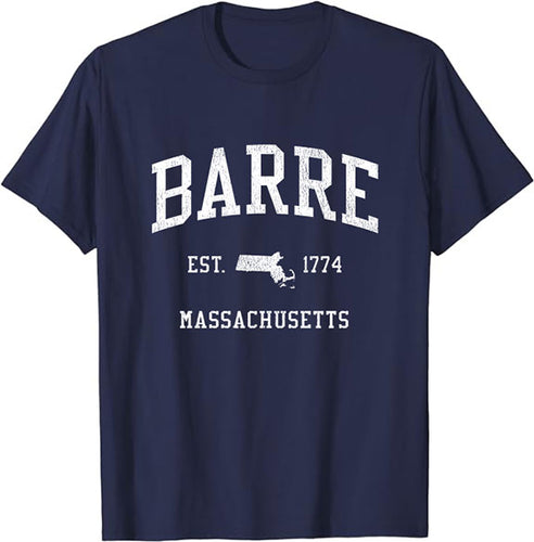 Barre Massachusetts MA T-Shirt Vintage Athletic Sports Design Tee