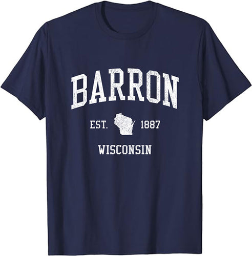 Barron Wisconsin WI T-Shirt Vintage Athletic Sports Design Tee