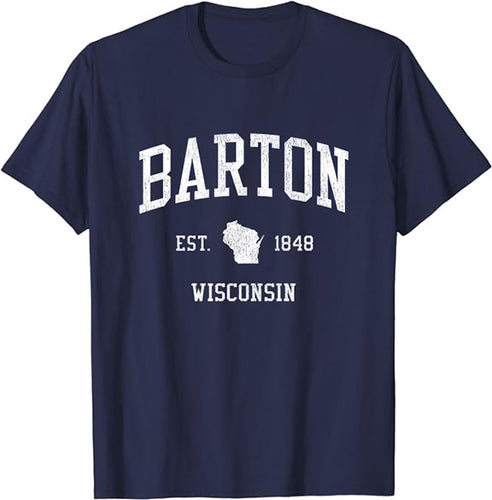 Barton Wisconsin WI T-Shirt Vintage Athletic Sports Design Tee