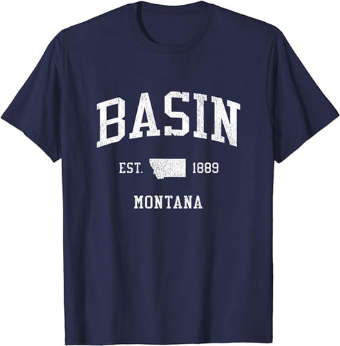 Basin Montana MT T-Shirt Vintage Athletic Sports Design Tee