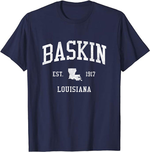 Baskin Louisiana LA T-Shirt Vintage Athletic Sports Design Tee