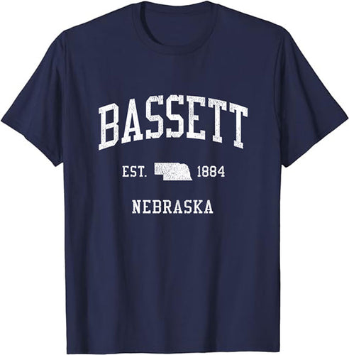 Bassett Nebraska NE T-Shirt Vintage Athletic Sports Design Tee