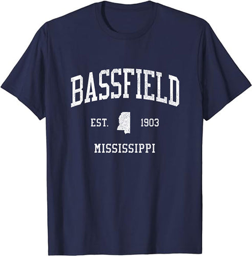 Bassfield Mississippi MS T-Shirt Vintage Athletic Sports Design Tee