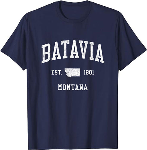 Batavia Montana MT T-Shirt Vintage Athletic Sports Design Tee