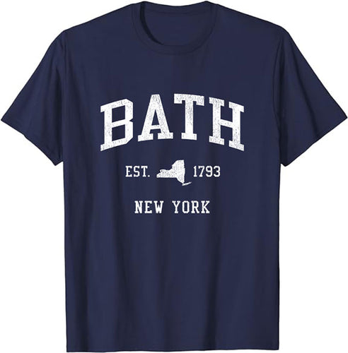 Bath New York NY T-Shirt Vintage Athletic Sports Design Tee