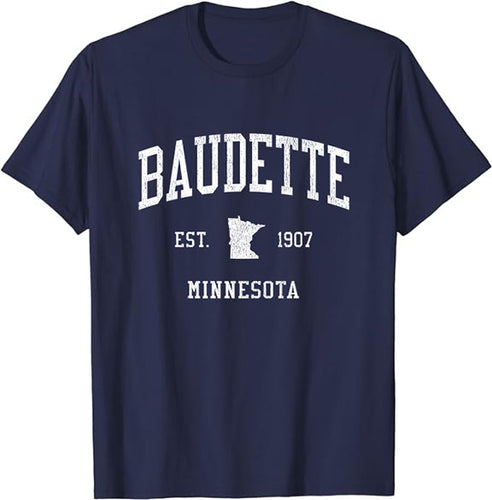 Baudette Minnesota MN T-Shirt Vintage Athletic Sports Design Tee