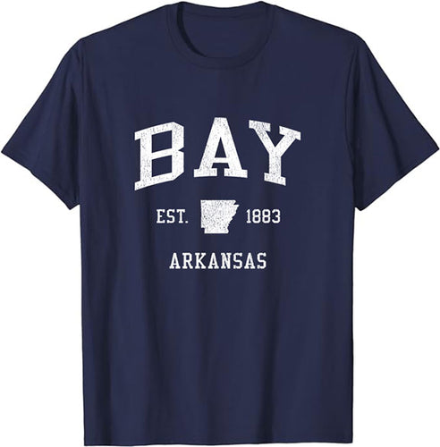 Bay Arkansas AR T-Shirt Vintage Athletic Sports Design Tee