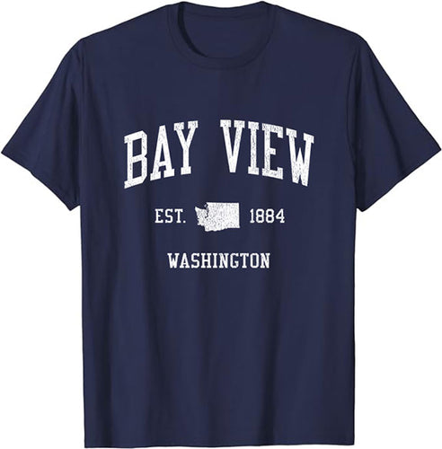 Bay View Washington WA T-Shirt Vintage Athletic Sports Design Tee