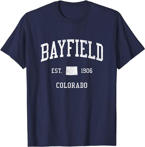 Bayfield Colorado CO T-Shirt Vintage Athletic Sports Design Tee