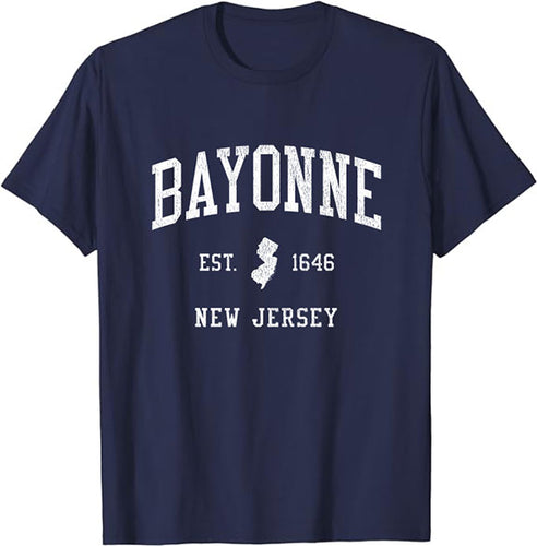 Bayonne New Jersey NJ T-Shirt Vintage Athletic Sports Design Tee