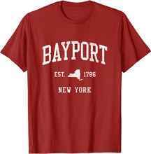 Bayport New York NY T-Shirt Vintage Athletic Sports Design Tee