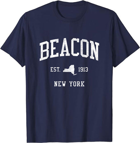 Beacon New York NY T-Shirt Vintage Athletic Sports Design Tee
