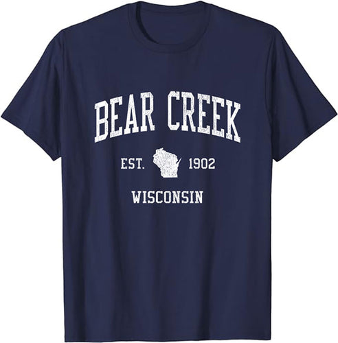 Bear Creek Wisconsin WI T-Shirt Vintage Athletic Sports Design Tee