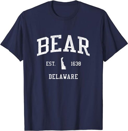 Bear Delaware DE T-Shirt Vintage Athletic Sports Design Tee