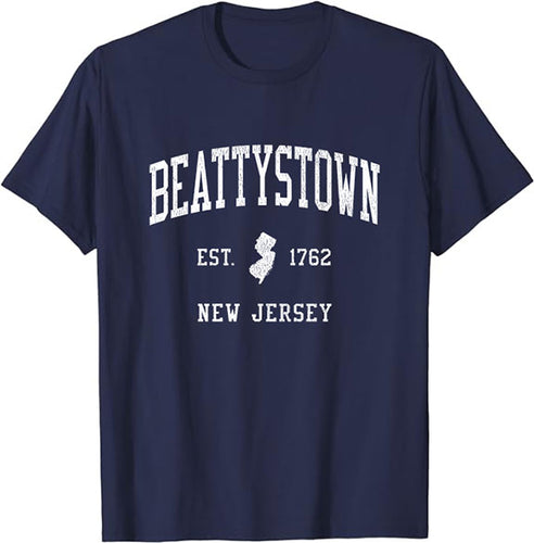 Beattystown New Jersey NJ T-Shirt Vintage Athletic Sports Design Tee