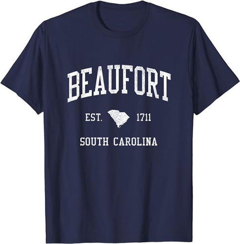 Beaufort South Carolina SC T-Shirt Vintage Athletic Sports Design Tee
