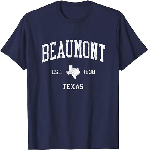 Beaumont Texas TX T-Shirt Vintage Athletic Sports Design Tee