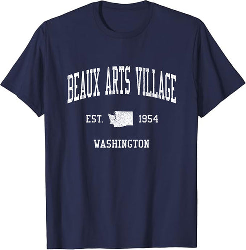 Beaux Arts Village Washington WA T-Shirt Vintage Athletic Sports Design Tee