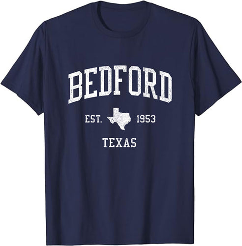 Bedford Texas TX T-Shirt Vintage Athletic Sports Design Tee