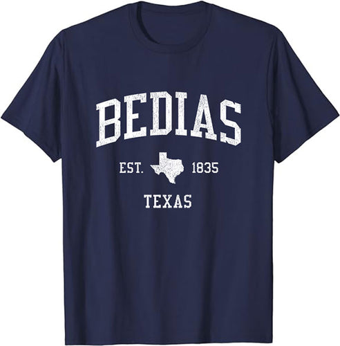 Bedias Texas TX T-Shirt Vintage Athletic Sports Design Tee