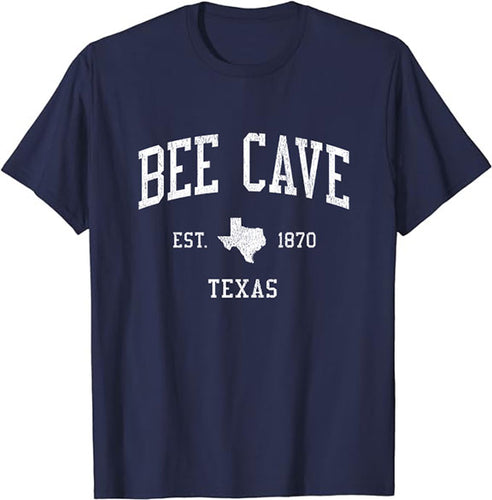 Bee Cave Texas TX T-Shirt Vintage Athletic Sports Design Tee