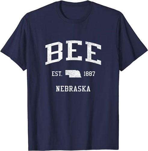 Bee Nebraska NE T-Shirt Vintage Athletic Sports Design Tee