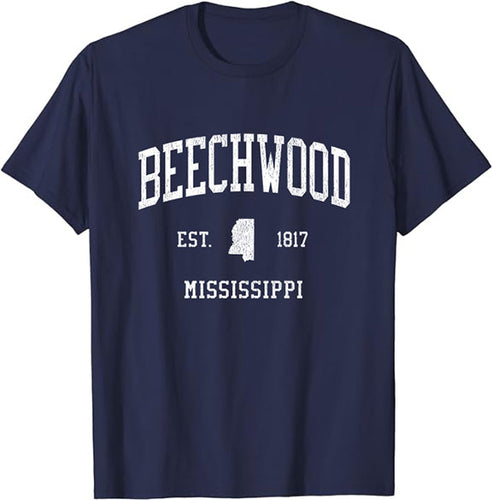 Beechwood Mississippi MS T-Shirt Vintage Athletic Sports Design Tee