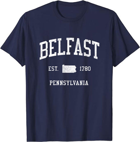 Belfast Pennsylvania PA T-Shirt Vintage Athletic Sports Design Tee