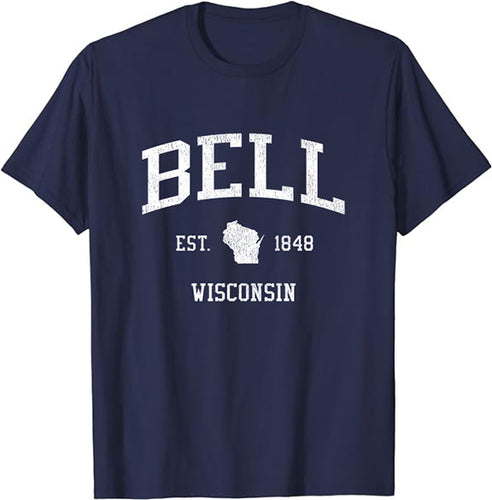 Bell Wisconsin WI T-Shirt Vintage Athletic Sports Design Tee