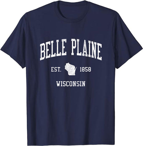 Belle Plaine Wisconsin WI T-Shirt Vintage Athletic Sports Design Tee