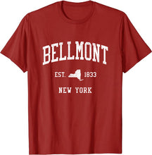 Bellmont New York NY T-Shirt Vintage Athletic Sports Design Tee