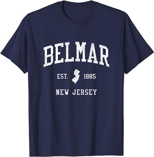 Belmar New Jersey NJ T-Shirt Vintage Athletic Sports Design Tee