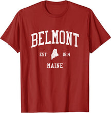 Belmont Maine ME T-Shirt Vintage Athletic Sports Design Tee