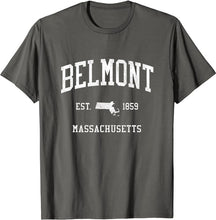 Belmont Massachusetts MA T-Shirt Vintage Athletic Sports Design Tee