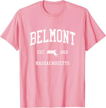 Belmont Massachusetts MA T-Shirt Vintage Athletic Sports Design Tee