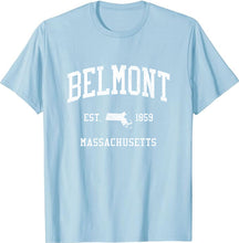 Belmont Massachusetts MA T-Shirt Vintage Athletic Sports Design Tee