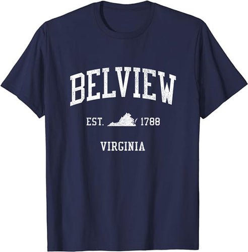 Belview Virginia VA Vintage Athletic Sports Design T-Shirt JS01