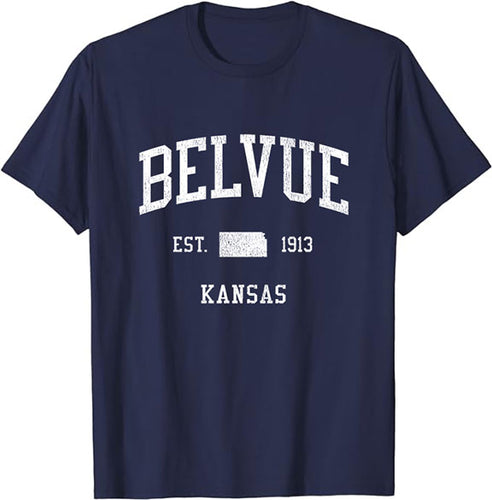 Belvue Kansas KS T-Shirt Vintage Athletic Sports Design Tee