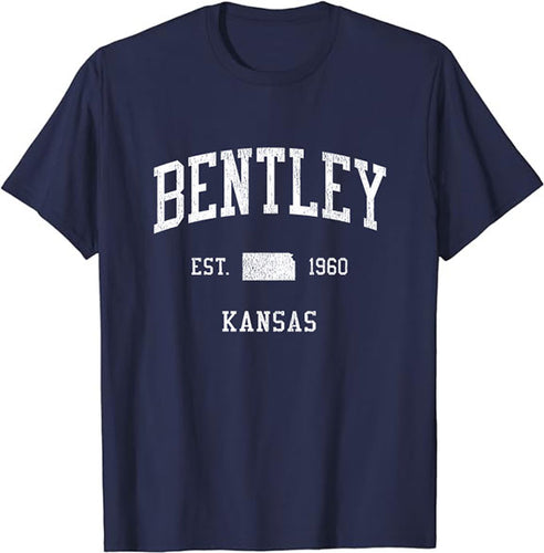 Bentley Kansas KS T-Shirt Vintage Athletic Sports Design Tee