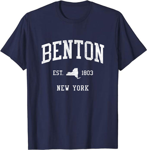 Benton New York NY T-Shirt Vintage Athletic Sports Design Tee