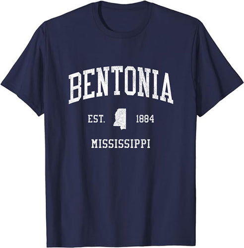 Bentonia Mississippi MS T-Shirt Vintage Athletic Sports Design Tee