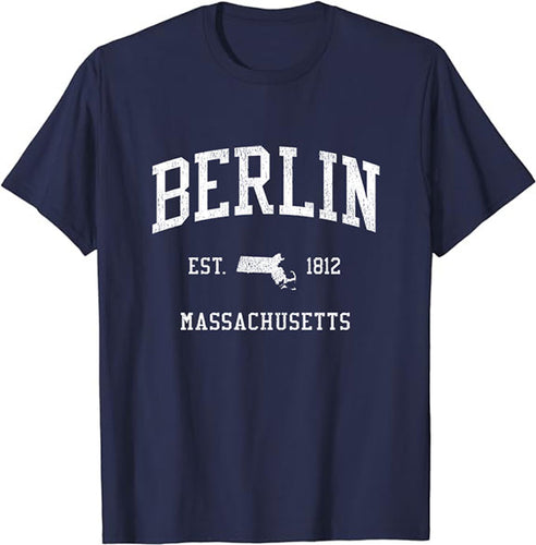 Berlin Massachusetts MA T-Shirt Vintage Athletic Sports Design Tee