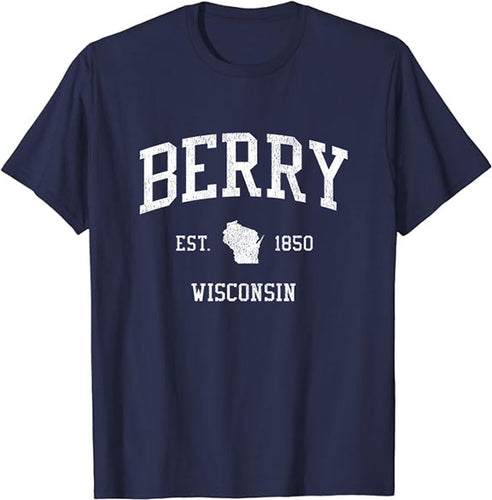 Berry Wisconsin WI T-Shirt Vintage Athletic Sports Design Tee