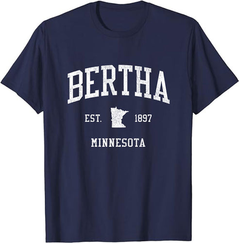 Bertha Minnesota MN T-Shirt Vintage Athletic Sports Design Tee