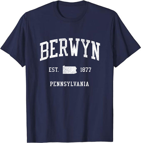 Berwyn Pennsylvania PA T-Shirt Vintage Athletic Sports Design Tee