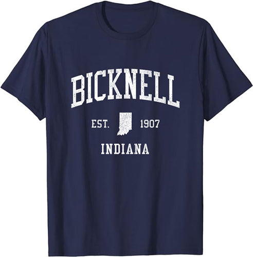 Bicknell Indiana IN T-Shirt Vintage Athletic Sports Design Tee