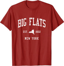 Big Flats New York NY T-Shirt Vintage Athletic Sports Design Tee