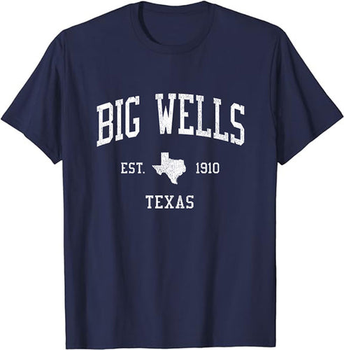 Big Wells Texas TX T-Shirt Vintage Athletic Sports Design Tee