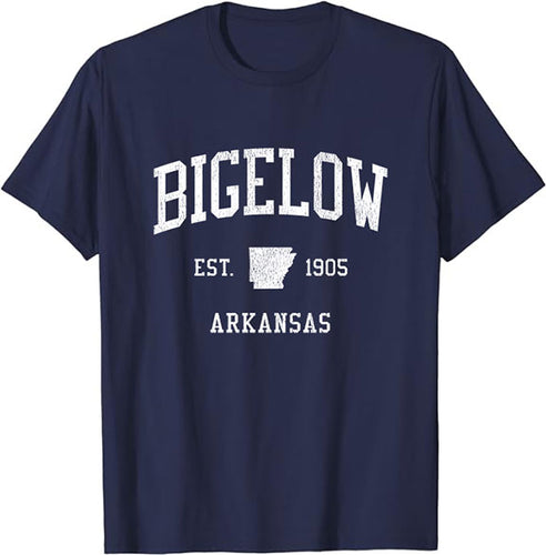 Bigelow Arkansas AR T-Shirt Vintage Athletic Sports Design Tee